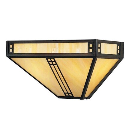 Arroyo Craftsman 12" Prairie Sconce, Black, Rain Mist Glass PS-12RM-BK